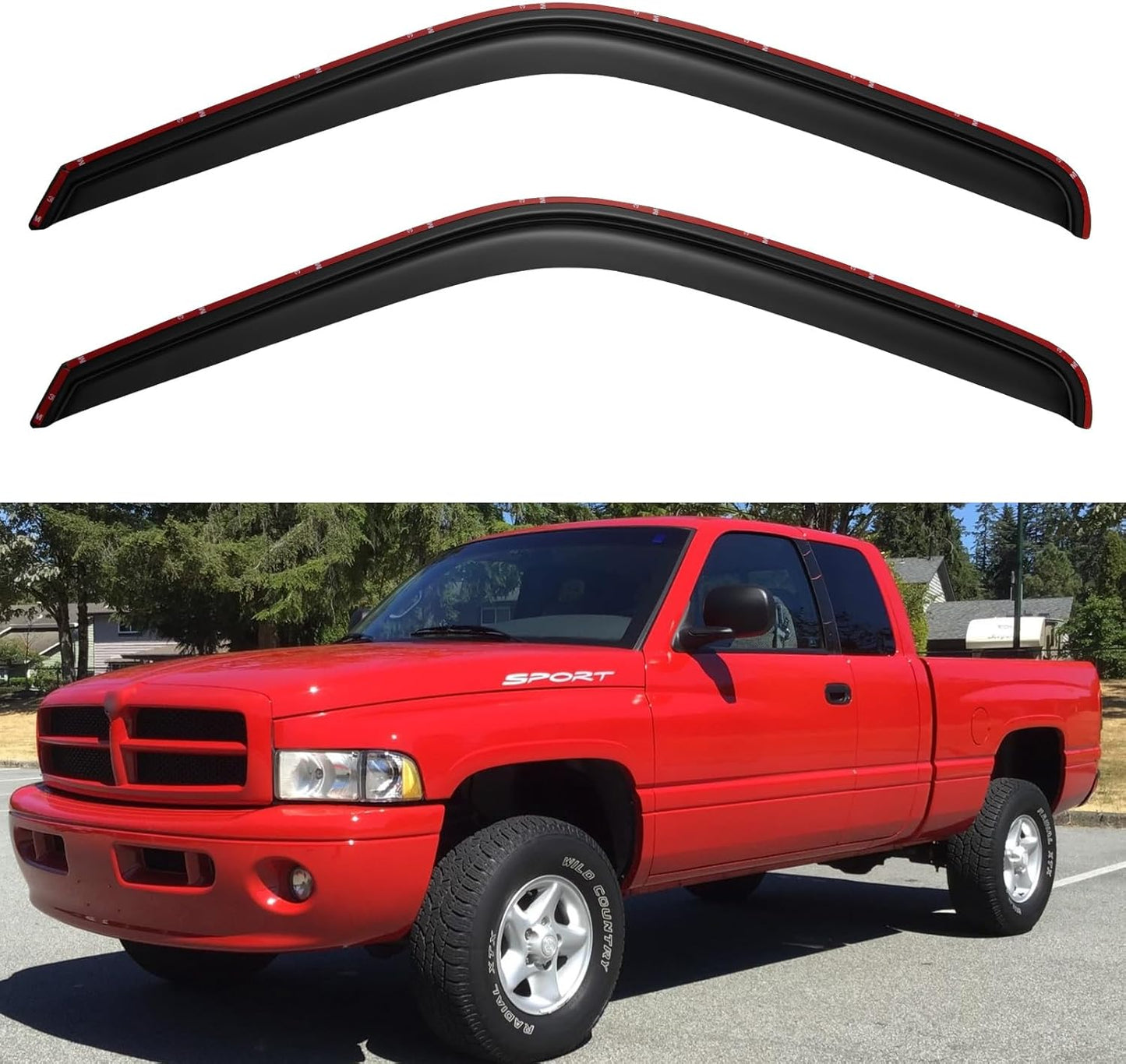 in-Channel Window Visors Rain Guards for 1994-2001 Dodge Ram 1500, Window Wind Deflectors Vent Shades for 94-02 Ram 2500 3500