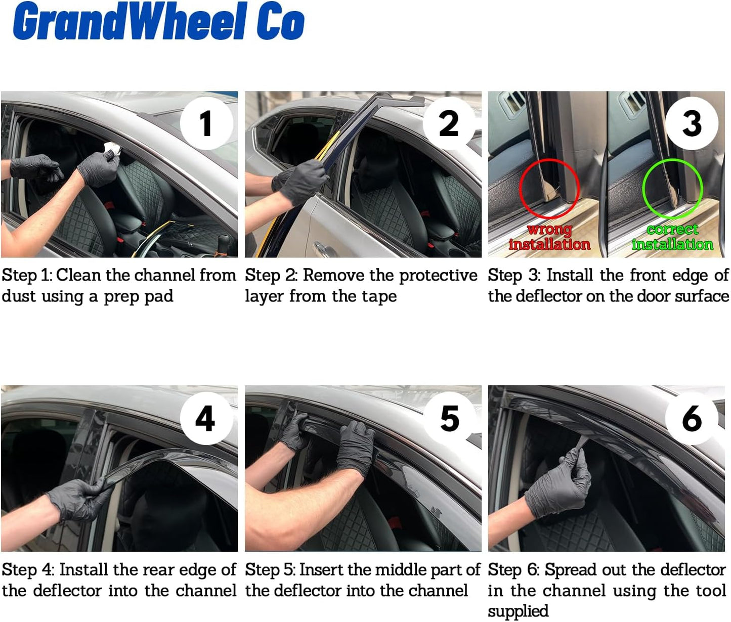 Window Deflectors Smoke Tinted in-Channel Side Window Vent Visor Deflectors Rain Guards Compatible with Ford Edge 2015-2025 - 4pcs. GW0950