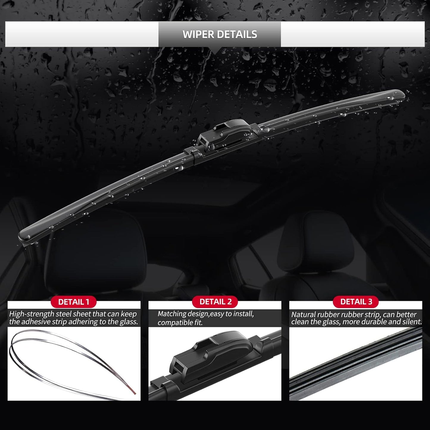 Front Windshield Wipers, 2-Piece Set for BMW Z4 2.5i 3.0i 3.0si 2003 2004 2005 2006 2007 2008 - Automotive Replacement Front Wiper Blades for Car Window