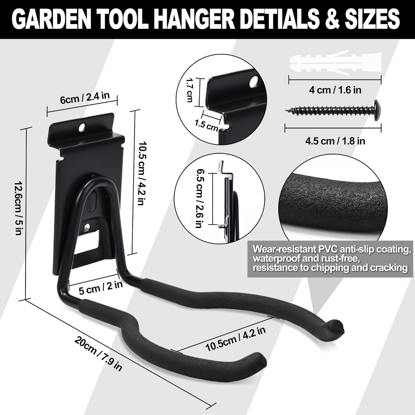 Slatwall Power Tool Hanger, Garage Garden Tool Hooks, Steel String Trimmer Holder Grass Trimmer Organizer, Weed Eater Rack Garage Storage Hook for Weed Wacker, Leaf Blower