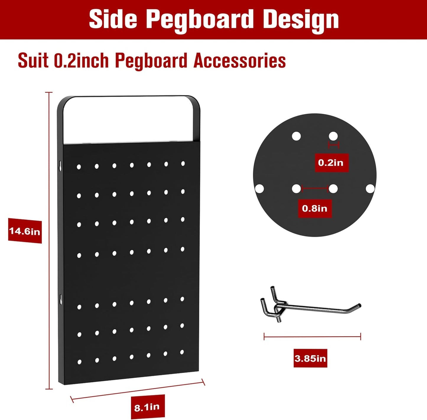 Power Tool Organizer Wall Mount - Pegboard with 7 Drill Holder - Heavy Duty Metal Tool Shelf for Garage Organization