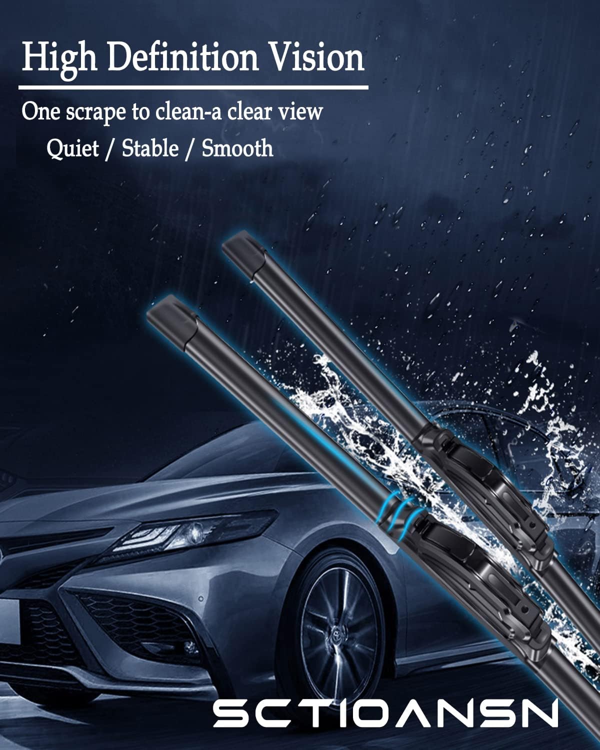 3 Wipers Set for Ford Flex 2009-2019, Windshield Wiper Blades Original Equipment Replacement Front and Rear- 24"/22"/12E" (Pack of 3) J- HOOK