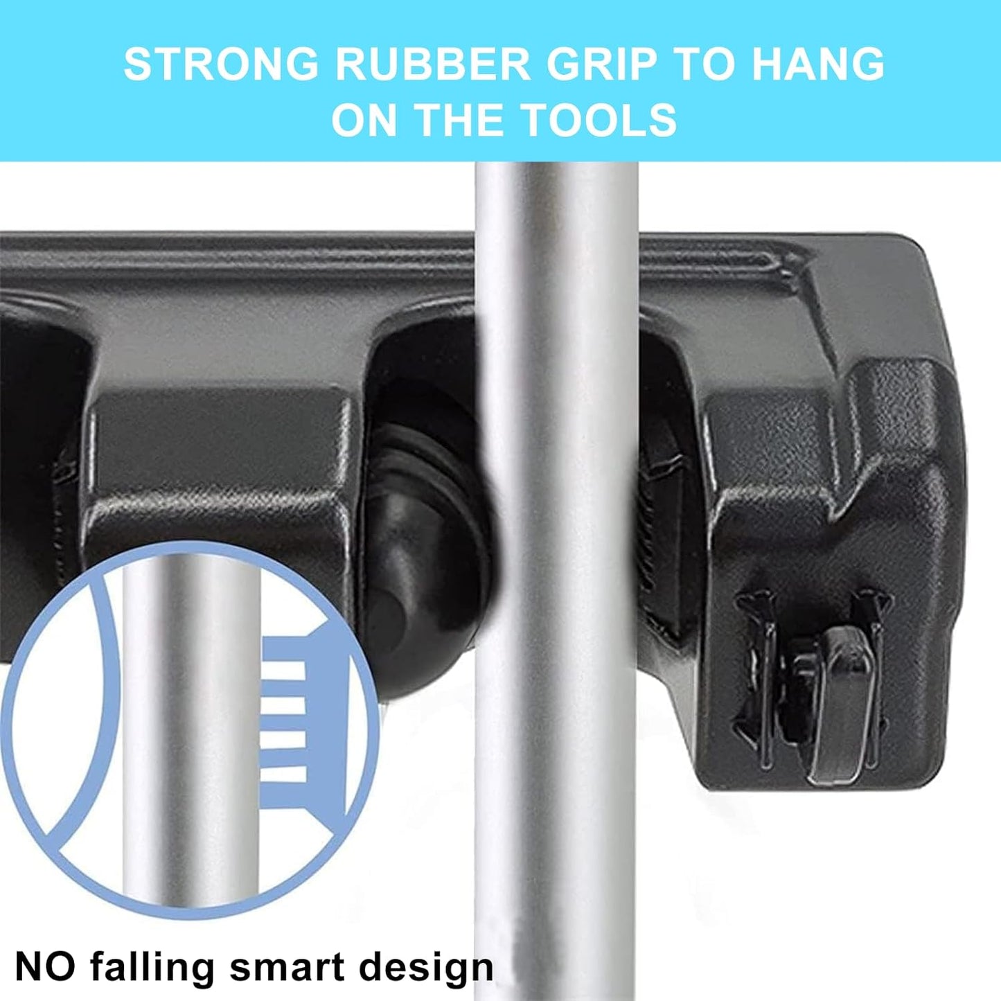 Broom and Mop Holder Wall Mount, Hooks Hanger for Mops and Broom, Organizer Kit with 3 Slots and 4 Hooks, Perfect for House, Bathroom, Laundry, Garden, Tool Room, Garage, Wall Mounted, Black