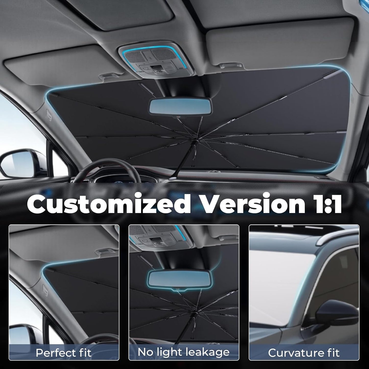 Windshield Sun Shade Umbrella: Custom Fit for 2021-2024 2025 Buick Envision Preferred, Essence, Avenir (E2XX) - Foldable Front Window Sunshade, UV & Heat Protection, Keeps Car Cool