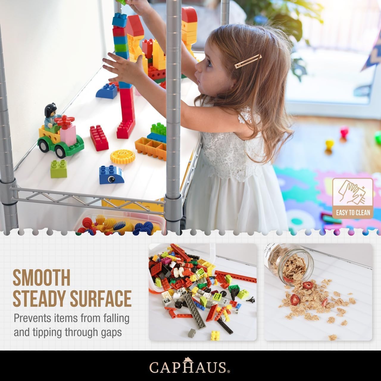 CAPHAUS NSF Black Adjustable 3-Tier Shelf Wire Shelving Unit w/Liner, Garage & Basement Storage Organizer, Metal Steel Shelves