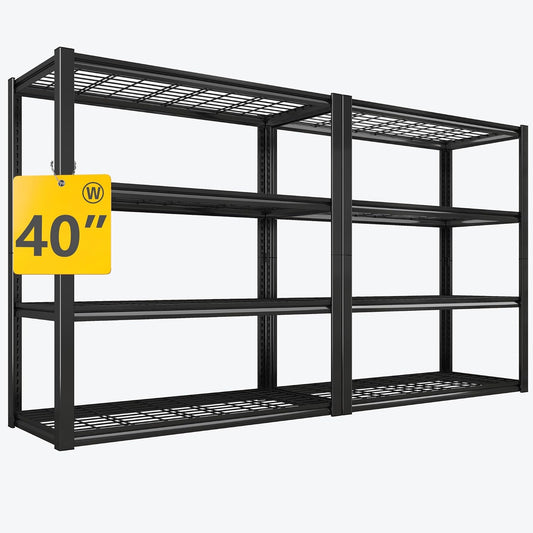 REIBII 40" W Garage Shelving 2240 LBS Storage Shelves Adjustable Metal Shelving Heavy Duty 4 Tier Metal Shelves for Storage Pantry Basement Warehouse 40" W × 19.5" D × 59.5" H, 2 Pack