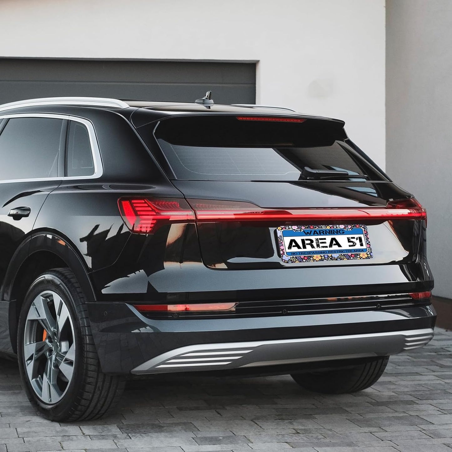 Flower License Plate Frame 2 Pcs Personalized Colorful Floral License Plate Frames with 2 Holes Screws Stainless Steel Car Plates Frame Universal Size: 12.4x6.3in Auto Parts Decoration