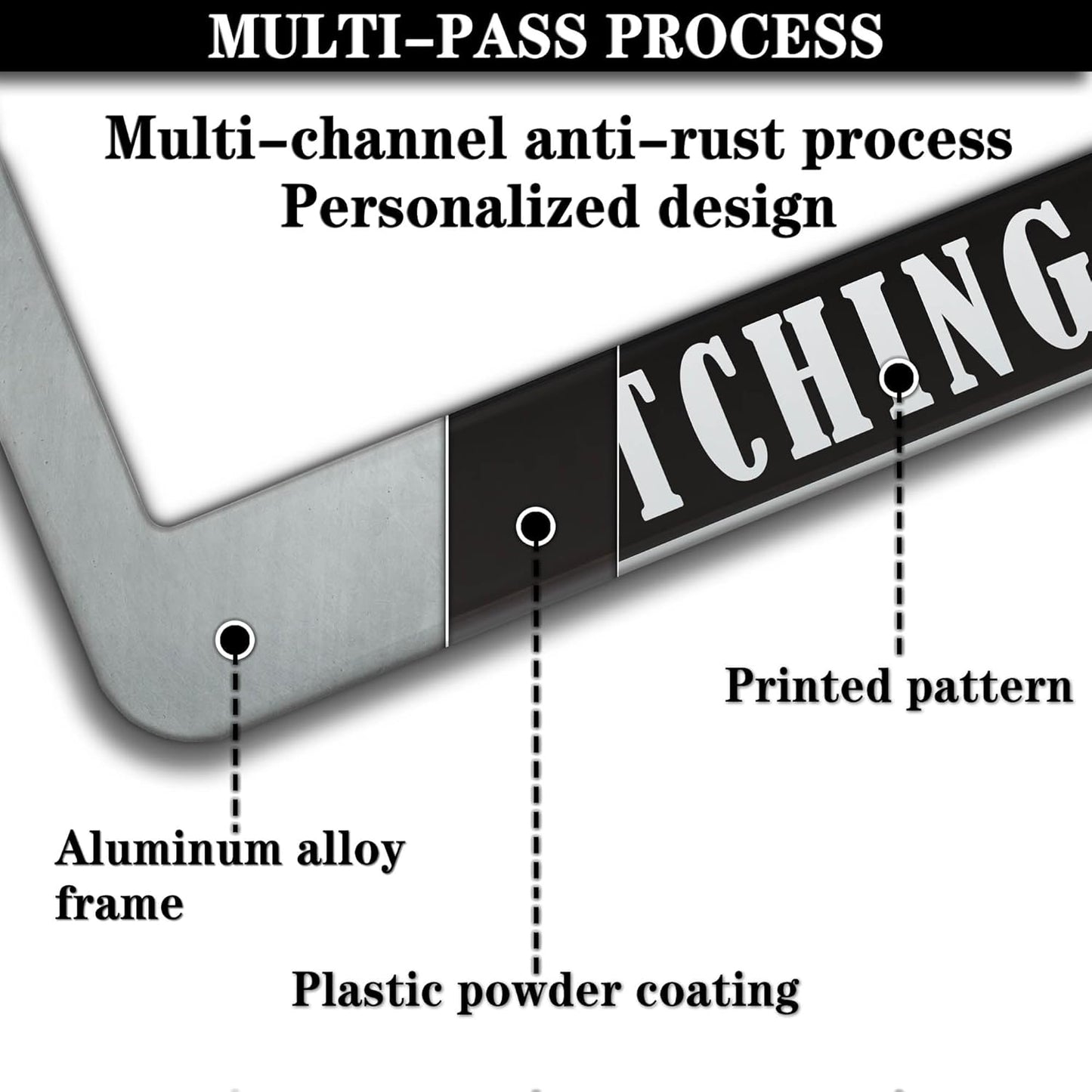 License Plate Frames Black and White License Plate Cover Too Close Missiles Switching to Guns Aluminum Metal Car Accessory 2 Pack with Screw Covers Set
