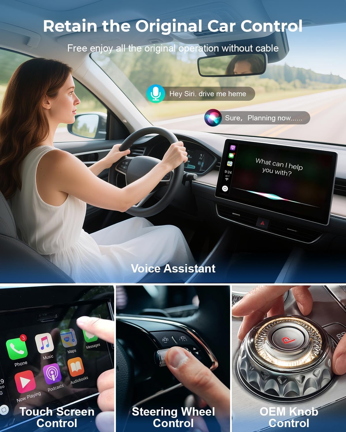 Wireless CarPlay Adapter for iPhone/Android Auto Wireless Adapter, Support Netflix/YouTube/TF Card, Plug and Play, Carplay Adapter Fit with iPhone8+/iOS 10+/Android 11+