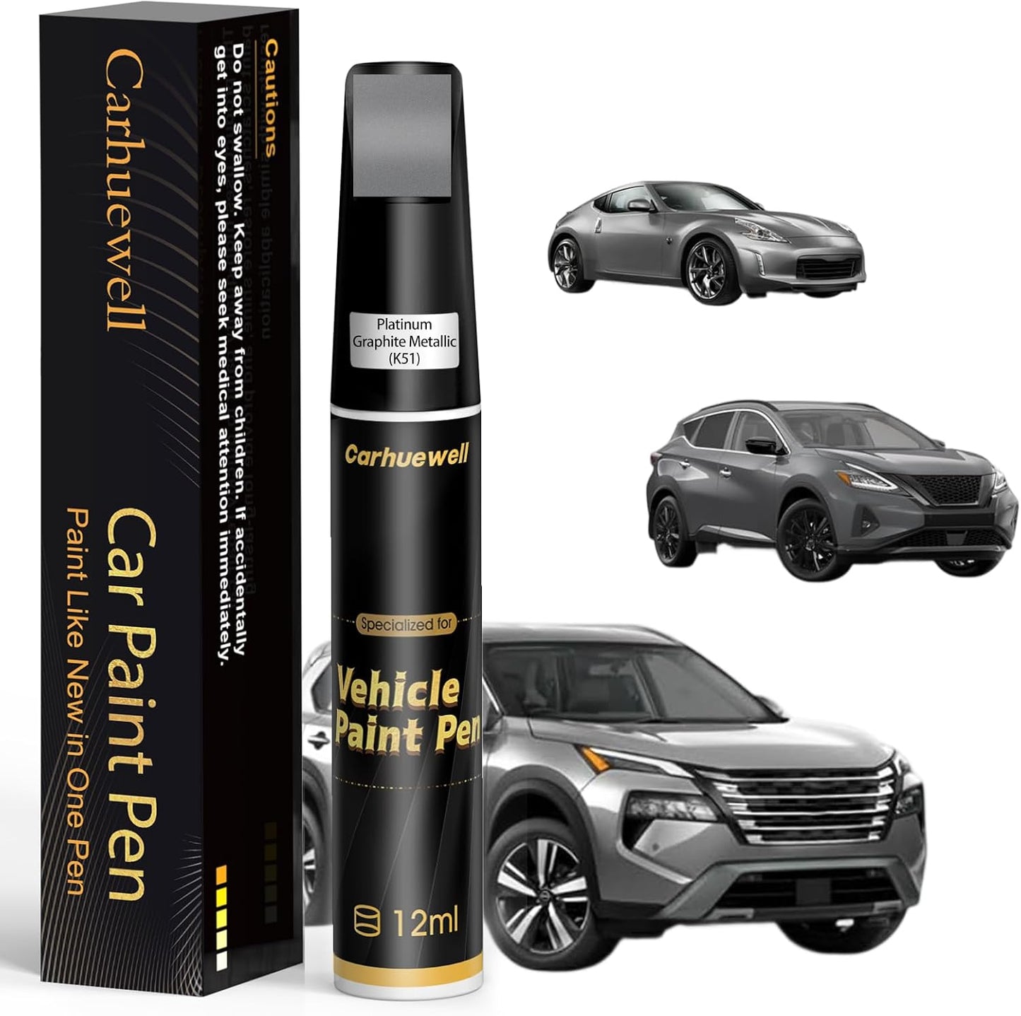 Platinum Graphite Metallic(K51) Touch Up Paint Compatible with Nissan, Exact Match Car Paint Pen Automotive Scratch Repair Remover Kit Quick & Easy Solution for Vehile Chips and Nicks