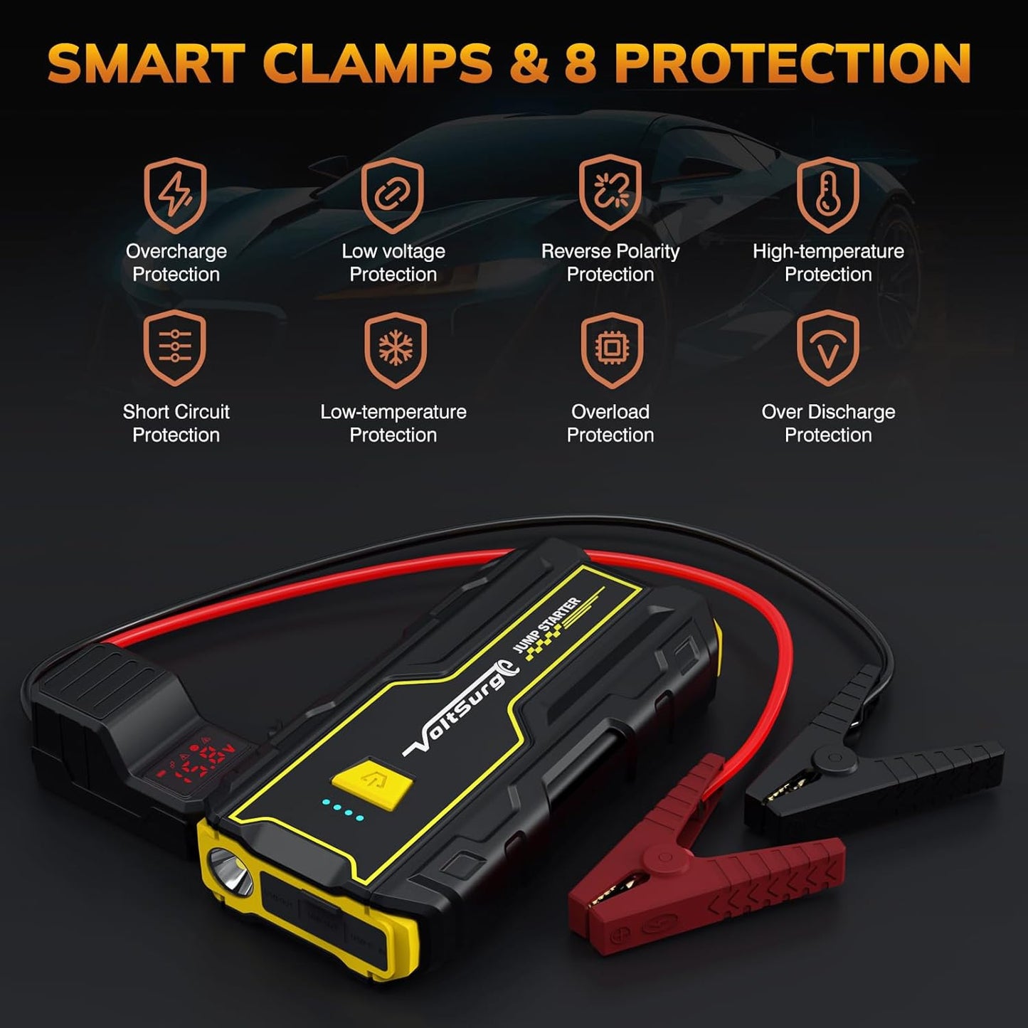 4000A Car Jump Starter, VoltSurge Battery Jumper Starter Portable for Engine Max 7.0L Gas/5.5L Diesel Engine Jump Box, 12V 12v Battery Charger Pack with LED Flashlight and USB Port