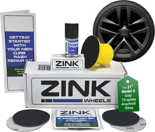 Premium Tesla Wheel Curb Rash Repair Kit for Model S 21-inch Grey Arachnid Rims - DIY Kit with Color-matched Touch Up Paint - Made in USA