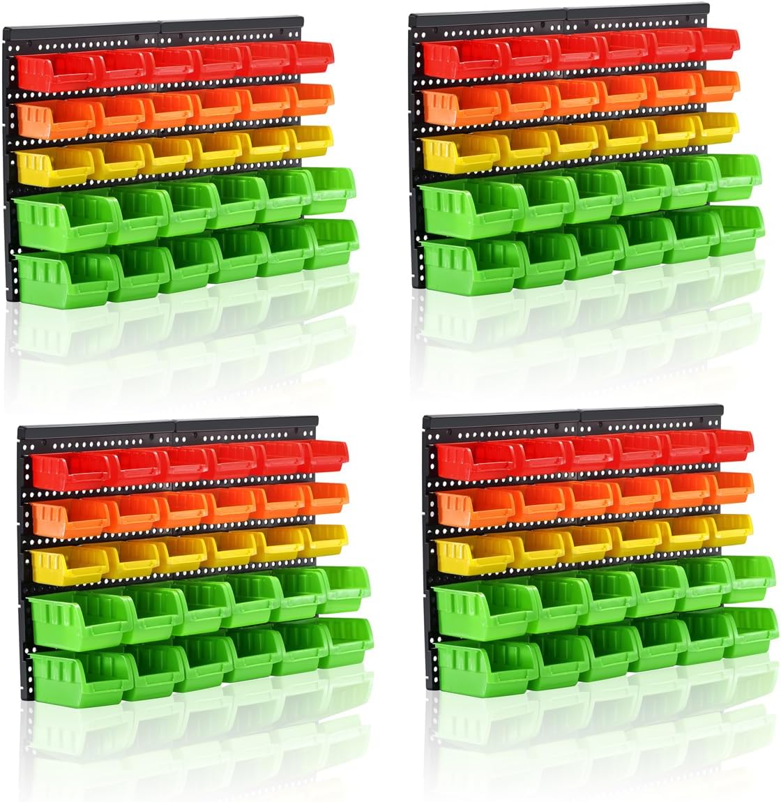 Wall Mounted Storage Bins Parts Rack 4 Colors Bin Organizer Garage Plastic Shop Tool, Garage Organizers and Storage (Style-Vivid) 50.4"*32.4"