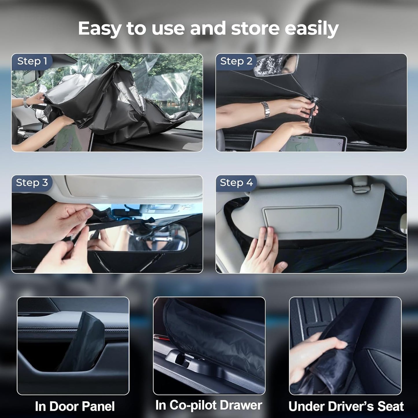 Windshield Sun Shade Umbrella: for Volvo XC60-2018-2024 - Front Custom Car Window Shades - Double Thickened Foldable Volvo XC60 Sunshades Block UV Keep Cool