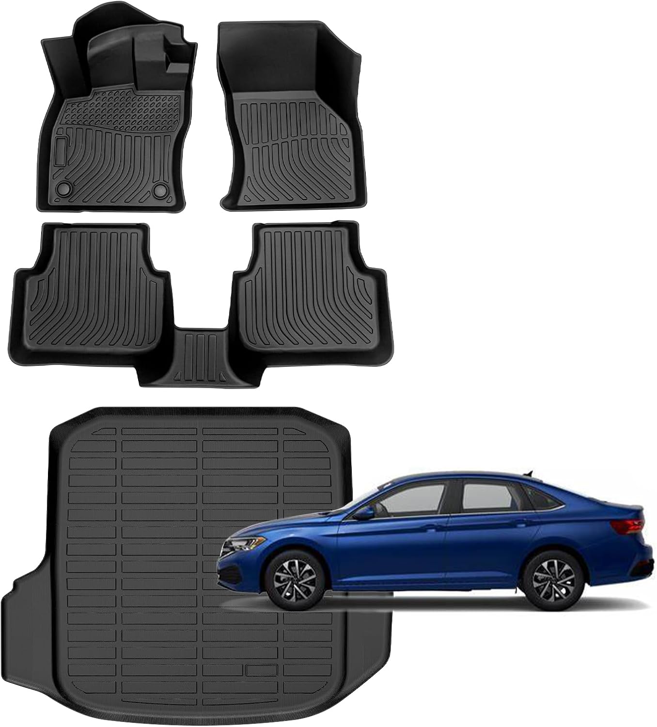 for Volkswagen Jetta Floor Mats 2025 2019-2024,Car Mats for VW Jetta S/SE/SEL/SEL Premium/R-Line/Sport/GLI All Weather Floor Mats Cargo Liner Accessories 2019-2025