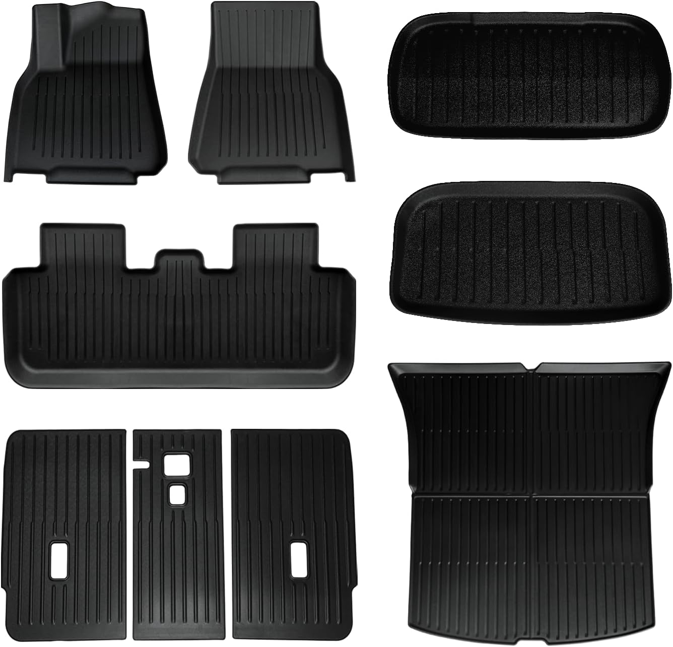 Tesla Model Y Juniper Floor Mats and Cargo Liner,9PCS TPE All Weather Floor Liner for New Model Y 2025 2026 5 Seat,Black Car Mats for Tesla Accseeories, Cargo Mats and Seat Back Cover Protector