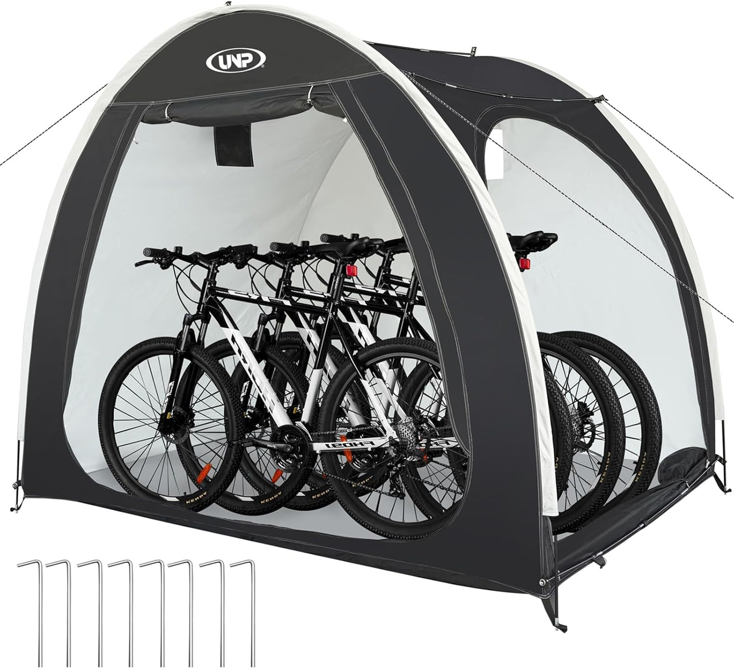 UNP Bike Storage Shed Tent, Portable Outdoor Bike Storage Tent with 210D Oxford Thick PU4000 Waterproof for 1/2/3/4 Bikes, Bike Covers Storage Shed Tent for Bicycles, Lawn Mower, Garden Tools