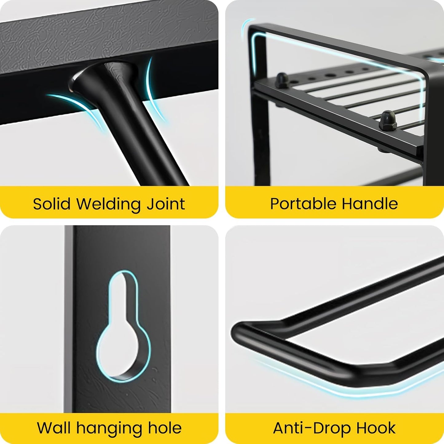 Wall Mount Power Tool Organizer, 4 Layer 12 Drill Hangers Storage Rack, Tool Organizers and Storage for Garage, Workshop, Pegboard, Shed - 50 inch