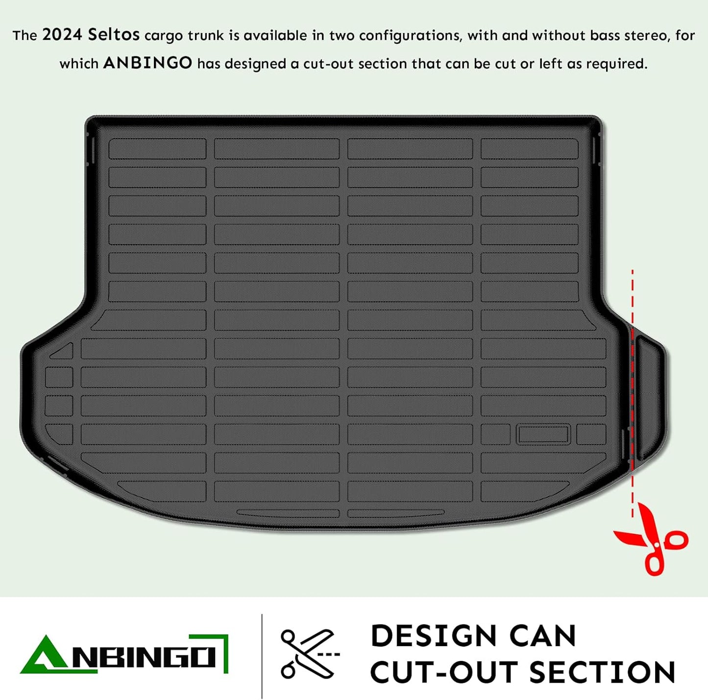 ANBINGO® Cargo Liner for KIA Seltos 2024 2025 2026 TPE All Weather Car Mats Waterproof Non-Slip Mat Full Sets, 2024 2025 2026 Seltos S丨LX丨SX丨X-Line, (Only for U.S.A. and Canada Seltos)