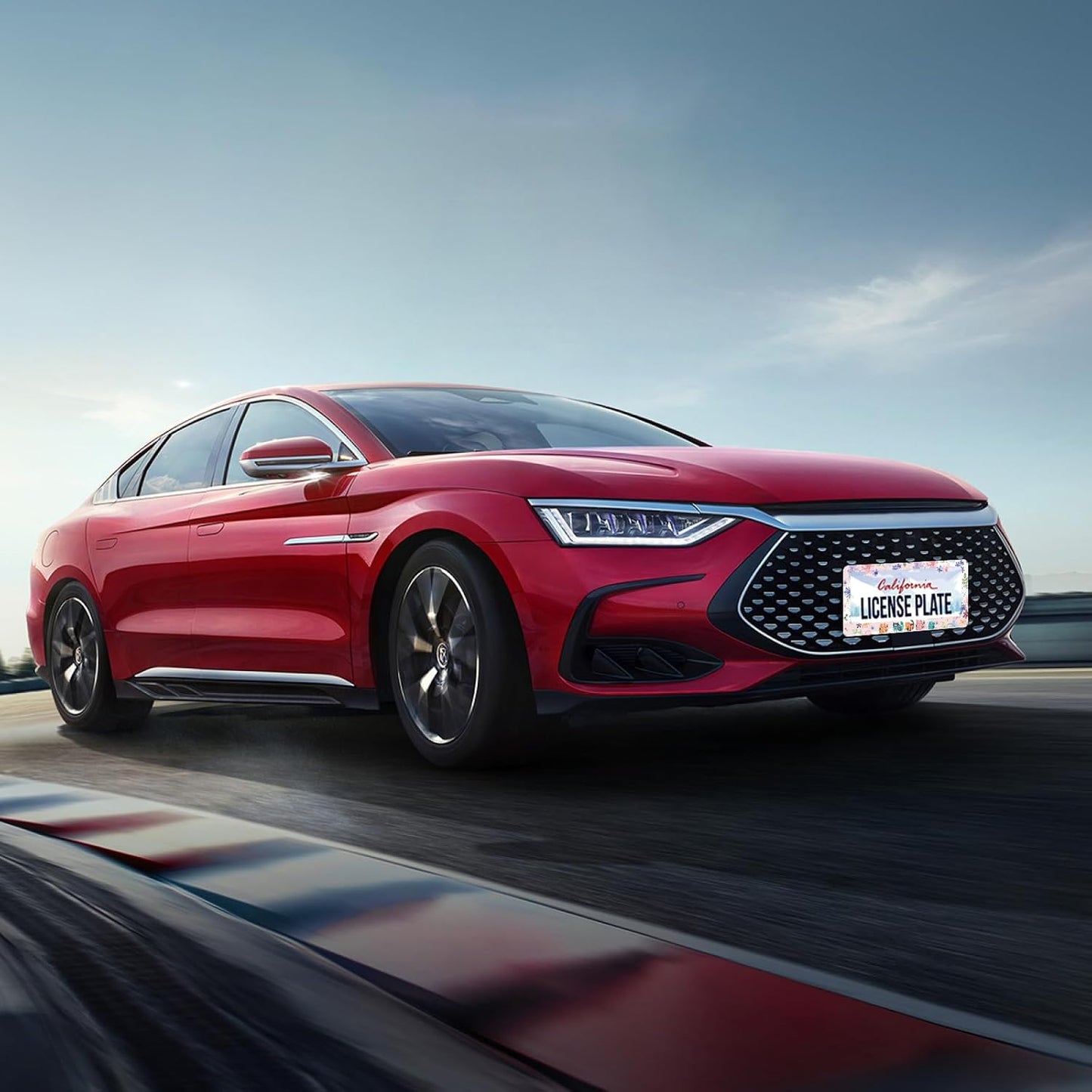 Cat and Flowers License Plate Frame Beautiful Floral Animals License Plate Stainless Steel Funny License Plate Holder for Men Women Colorful Cats Car Accessories Decoration 12.3" x 6.3"