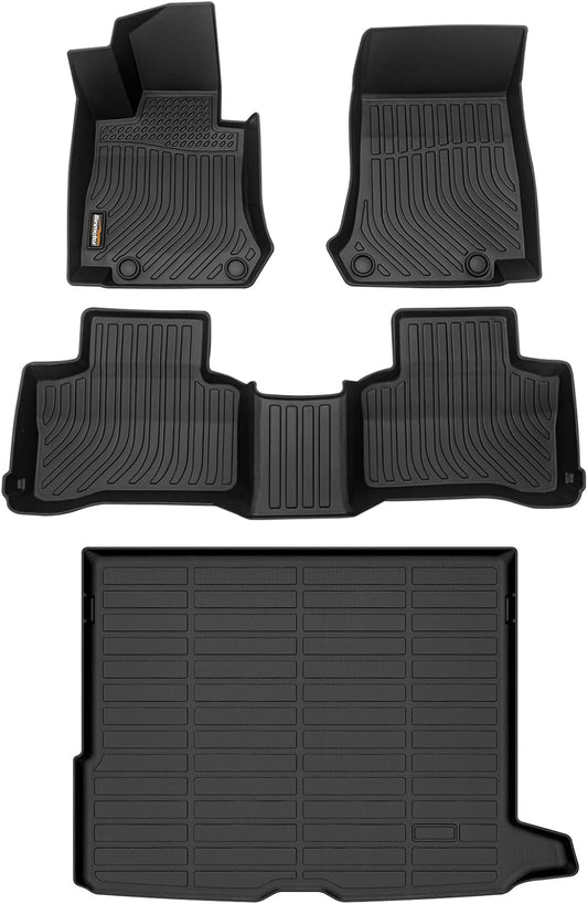 Binmotor-Floor Mats and Cargo Liner Set for 2016-2022 Mercedes Benz GLC (GLC 250 / GLC 300 / GLC 350e), Not for Coupe, TPE All Weather Guard GLC Car Mats Trunk Mat Liners Accessories-Black