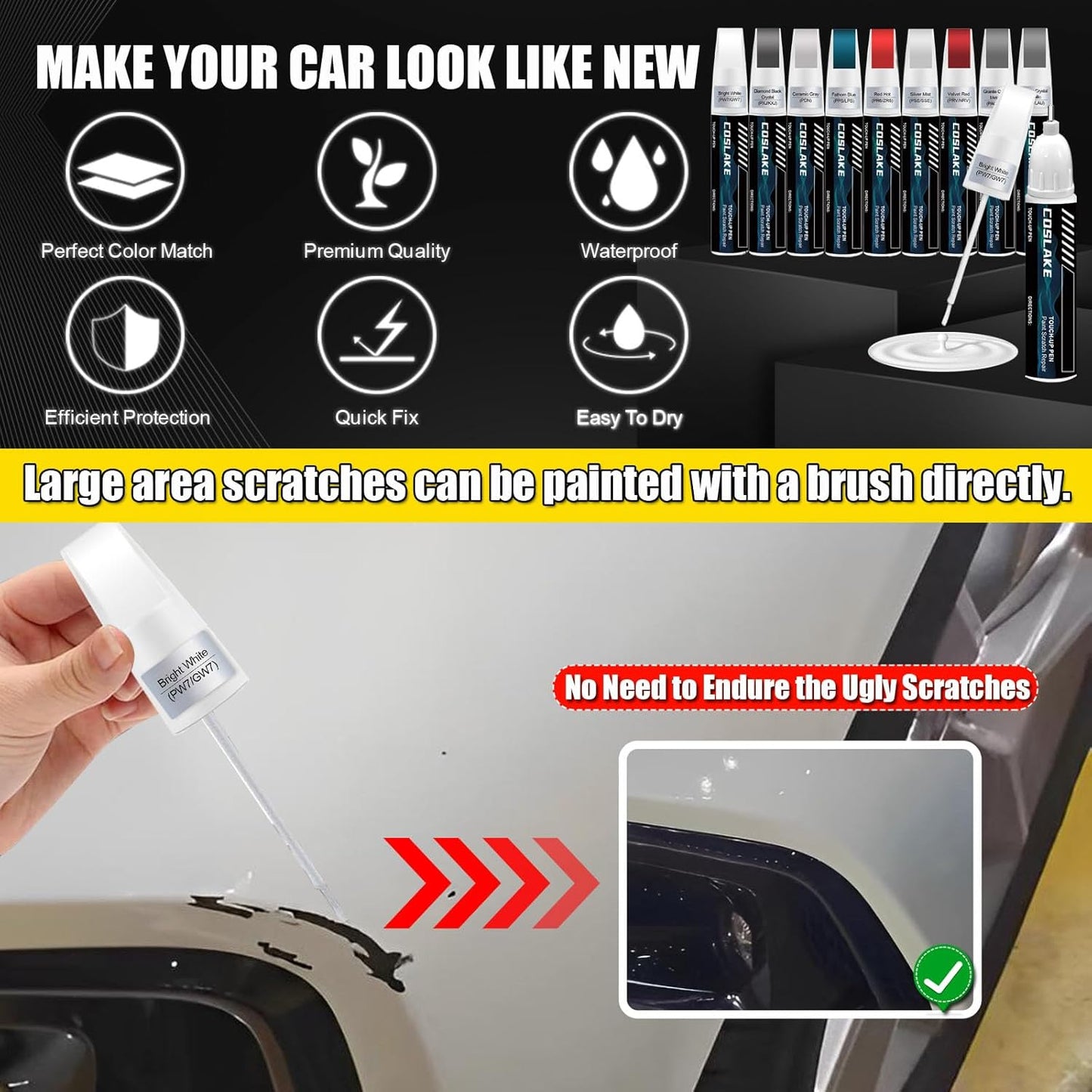 Car Touch Up Paint(Fathom Blue(PPS/LPS)) for Chrysler, Car Paint Scratch Repair Kit, Quick & Easy Solution to Repair, 2 in 1 Scratch Remover Pen with 2PCS Disposable Micro Applicators