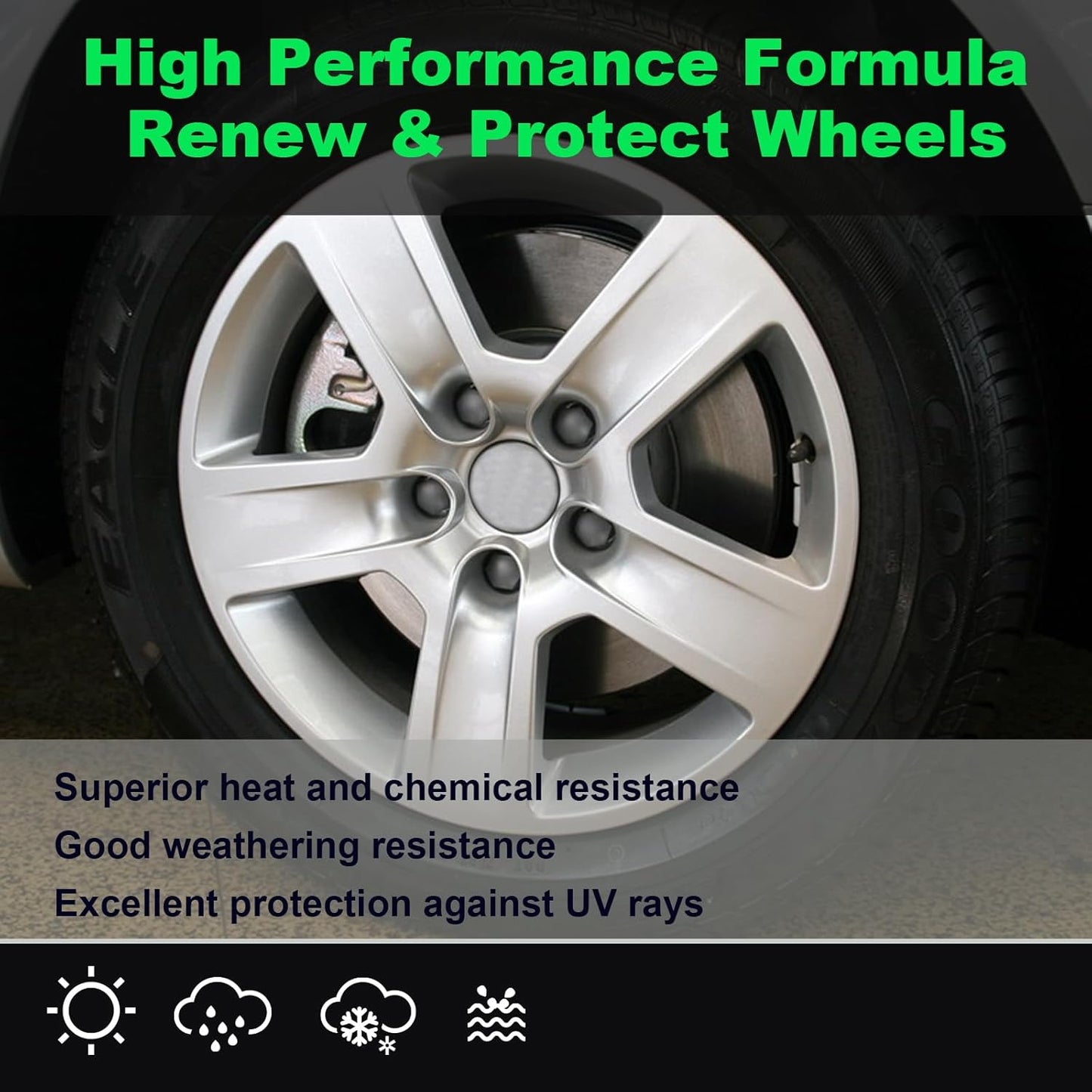 NADAMOO Aluminum Wheel Spray Paint, Semi-gloss Aerosol Car Rim Paint for Recolor and Protection of Metal Surface, Silvery, 2 Cans, 13 Oz Per Can