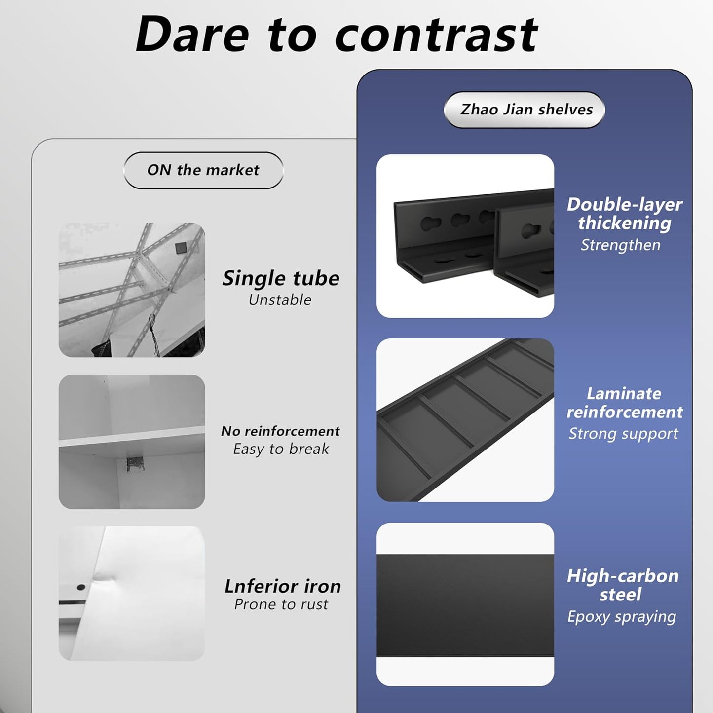 Metal Storage Rack Tier Height Free Adjustable Garage Tool Rack Load Capacity 3000lbs Industrial Storage Rack,Black,Garage,Kitchen,Bedroom,Garden (5-Tier63.0" H*39.4" W*17.7" D)