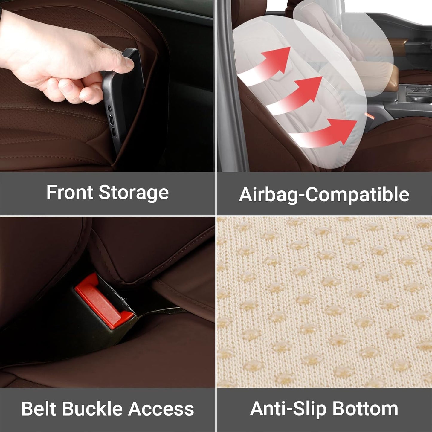 Coverland Custom Car Seat Covers Compatible with 2000-2006 Tundra Access Cab, Double Cab - Premium Leather Non-Slip Waterproof Custom Interior Protector Full Set-Dark Brown [See Size Chart-Size X145]