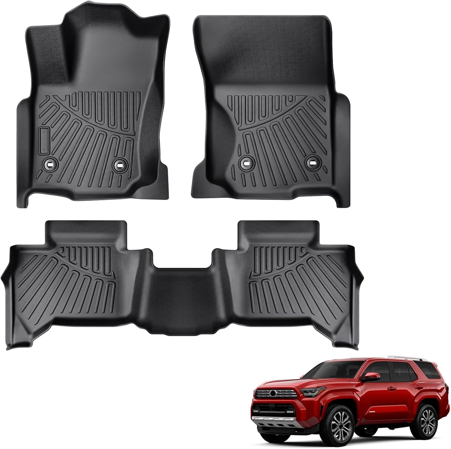 Floor Mats for 4Runner 2025, All Weather Floor Mats Floor Liners Compatible with Toyota 4Runner Accessories 2025 Anti-Slip Mats Black (Not Fit Hybrid and 7Seats)