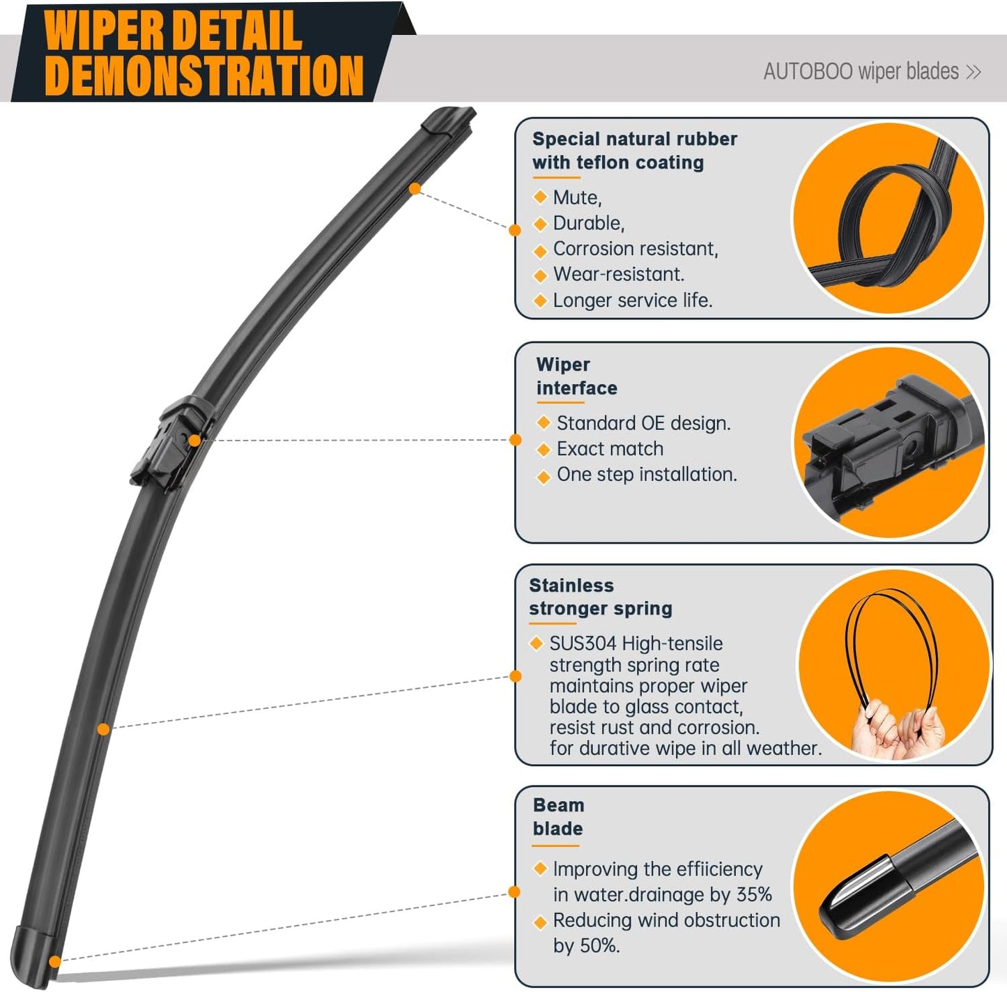 AUTOBOO 26"+14" Windshield Wipers with 10" Rear Wiper Blades Replacement for Chevrolet Trax 2013-2021 2022 2023,Buick Encore 2013-2022,Opel Mokka 2012-2020 -Original Factory Quality (Pack of 3)