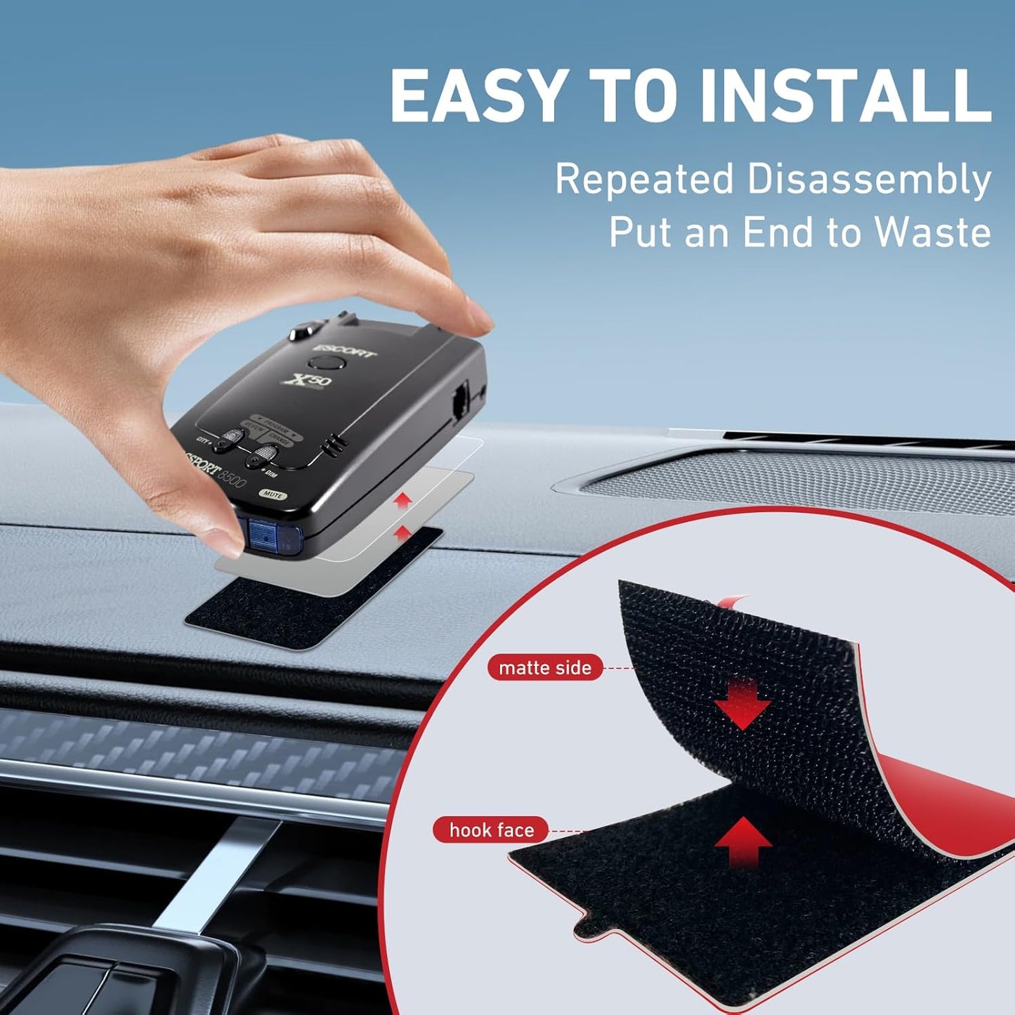 Radar Detector Bracket with Dashboard Hook Ring Installation, No Installation Tools Required, Easy to Install, Compatible with Radar Detectors with Flat and Hard Bottom (2PCS)