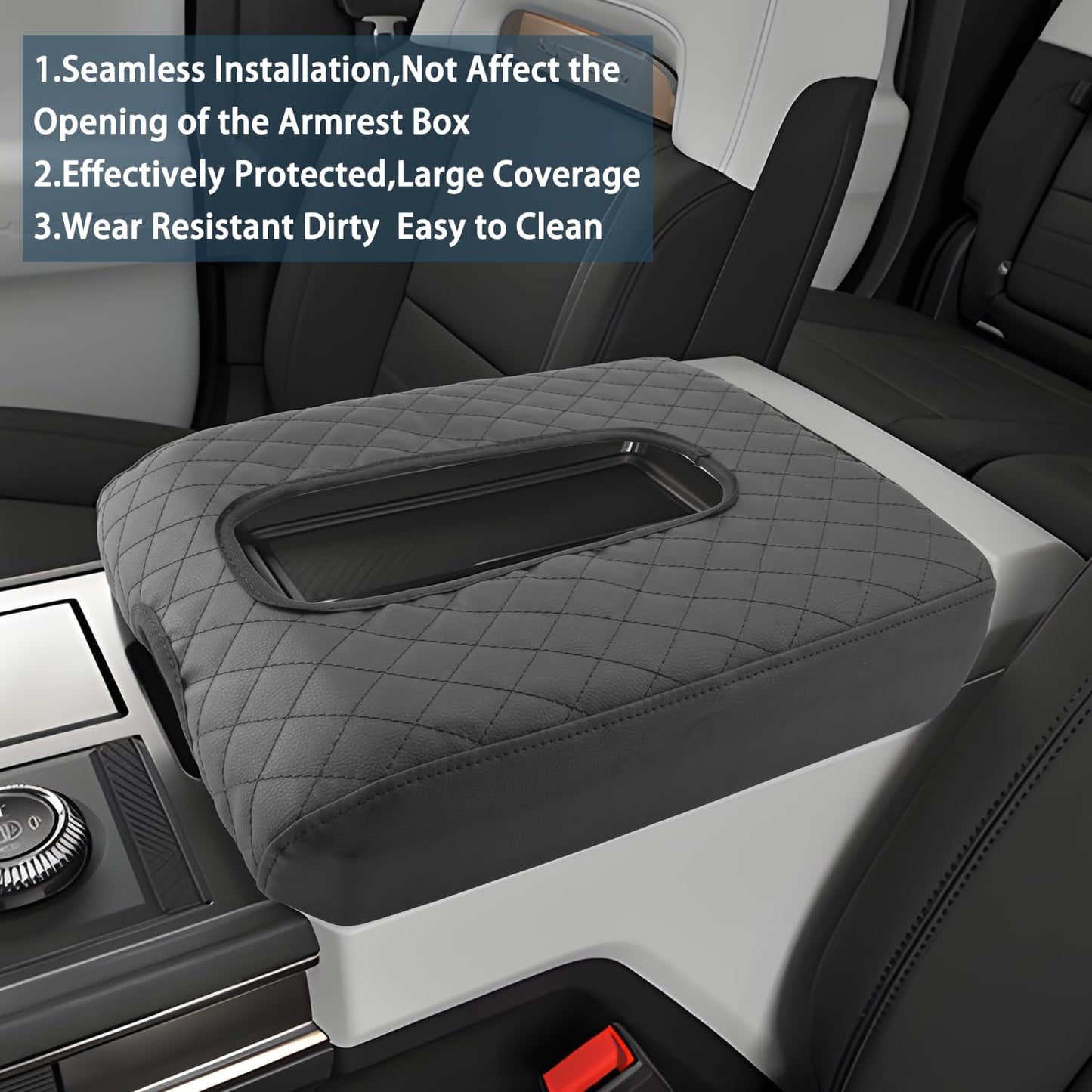 Ruiya Hummer EV Armrest Cover,for Hummer EV Accessories Center Console Cover Soft Comfy Thicken Armrest Lid Cover Compatible with 2022 2023 2024 2025 2026 Hummer EV Pickup/SUV