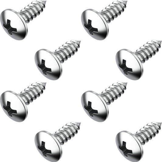Stainless Steel License Plate Screws for License Plates, Frames, Covers - Durable & Rust Proof Licence Plate Screw Set for Front/Rear - Compatible with Ford Lincoln (Pack of 8)
