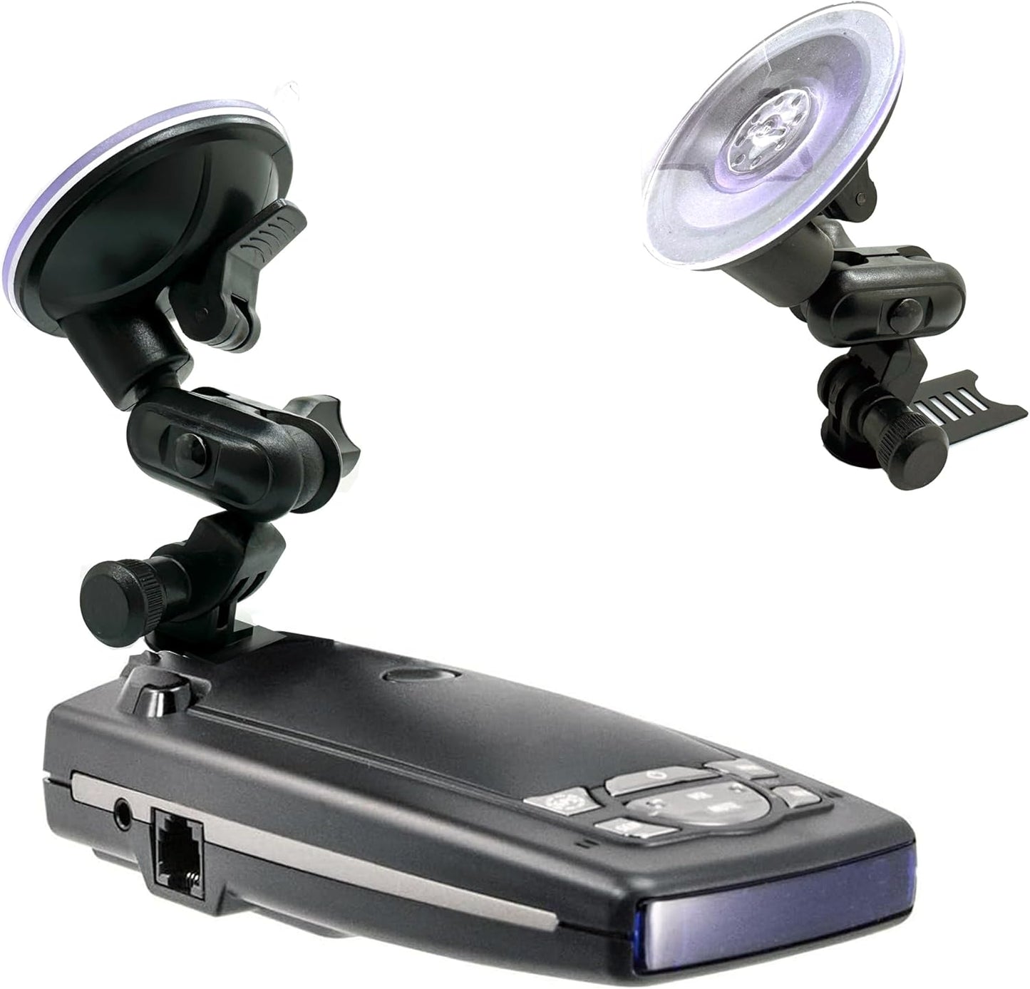 Ehnanced Dual Ball Joint Adjust Suction Cup Bracket Compatible for Escort Passport 9500ix, 9500i, 8500, 8500 X50, X70, X80, Solo S2, S3, S75G, STi and Beltronics RX-65 Radar Detector, Black
