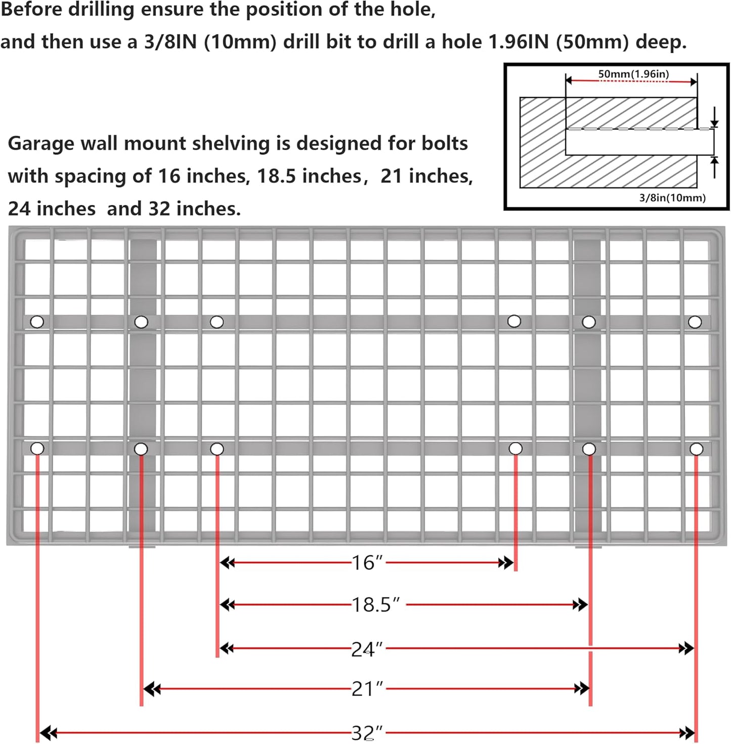 4-Pack 1.5x3FT Garage Shelving 17.7-inch-by-35.8-inch Wall Shelf Garage Storage Rack Wall Mounted Floating Shelves,Black