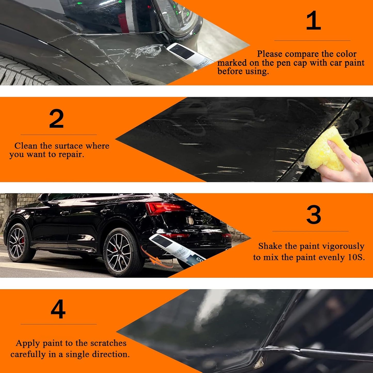 Arkona White(LY9L/Z9) Touch Up Paint Compatible with Audi, Car Paint Pen Scratch Repair Two-In-One Touch Up Paint, Premium Car Scratch Remover for Deep Scratches
