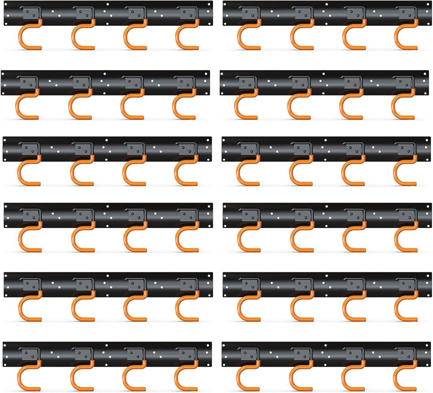 3-H 12×16" All Metal Garden Tool Organizer Wall Mount, Broom Holder Wall Mount for Garage, Shed, Garden, Basement Hanging and Organizing Rake, Mop, Shovel, Hose (12Pack)