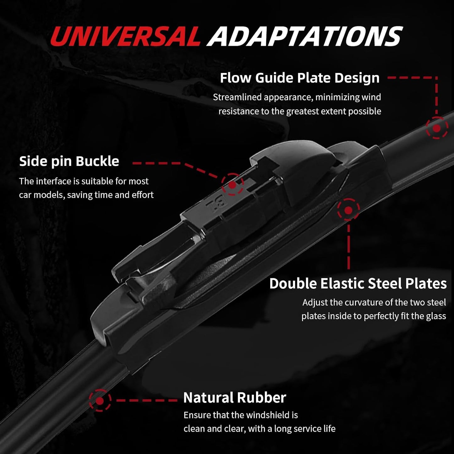 OTUAYAUTO Windshield Wiper Blades - Replacement for Ford Escape 2008-2012, Original Factory Quality Front and Rear Wiper Blade - Pinch Tab 20"+20"+12"(Pack of 3)
