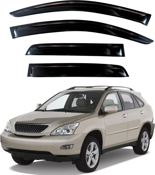 KPY Window Visor Compatible with Lexus RX330 RX350 RX400h 2004-2009, 4PC Rain Guard Side Window Vent Deflectors Tape-On Style, 2004 2005 2006 2007 2008 2009