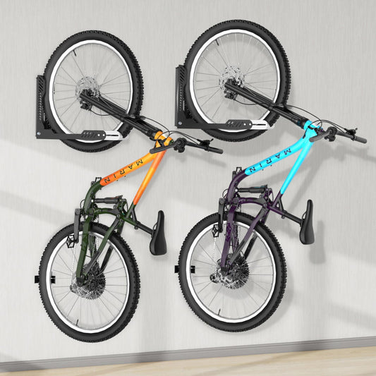 Bike Wall Mount 2 Pack Swivel Bike Rack for Garage, No Heavy Lifting Required Wall Bike Hangers Can Holds up to 77 lbs, Black