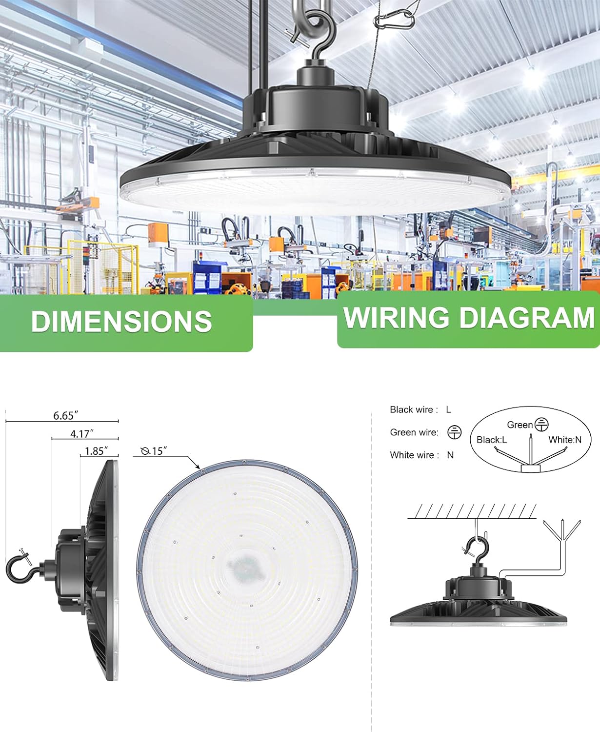 240W UFO LED High Bay Light, UL & DLC Listed 5000K Daylight 33600LM, 0-10V Dimmable LED High Bay Lights AC100-277V, IP65 Waterproof Commercial Bay Lighting Fixture for Warehouse Workshop