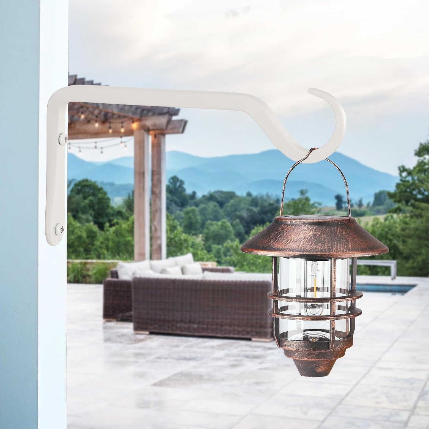 8" Plant Hangers 2-Pack - Heavy Duty Rust-Resistant Steel Hooks for Bird Feeders, Indoor/Outdoor Plants & Wall Decor, White