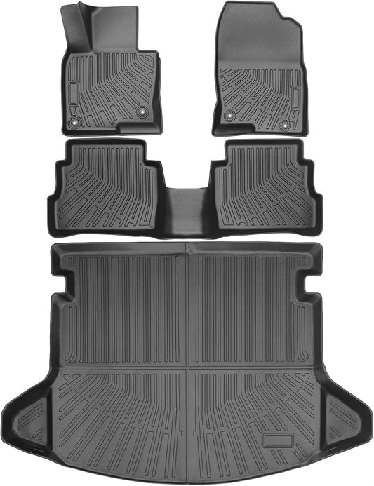 All Weather Floor Mats and Cargo Mat Set Fit for Mazda CX5 2025 2017-2024, TPE Car Mats Waterproof Anti-Slip Rubber Floor Liners for Mazda CX5 Accessories - 4 PCS