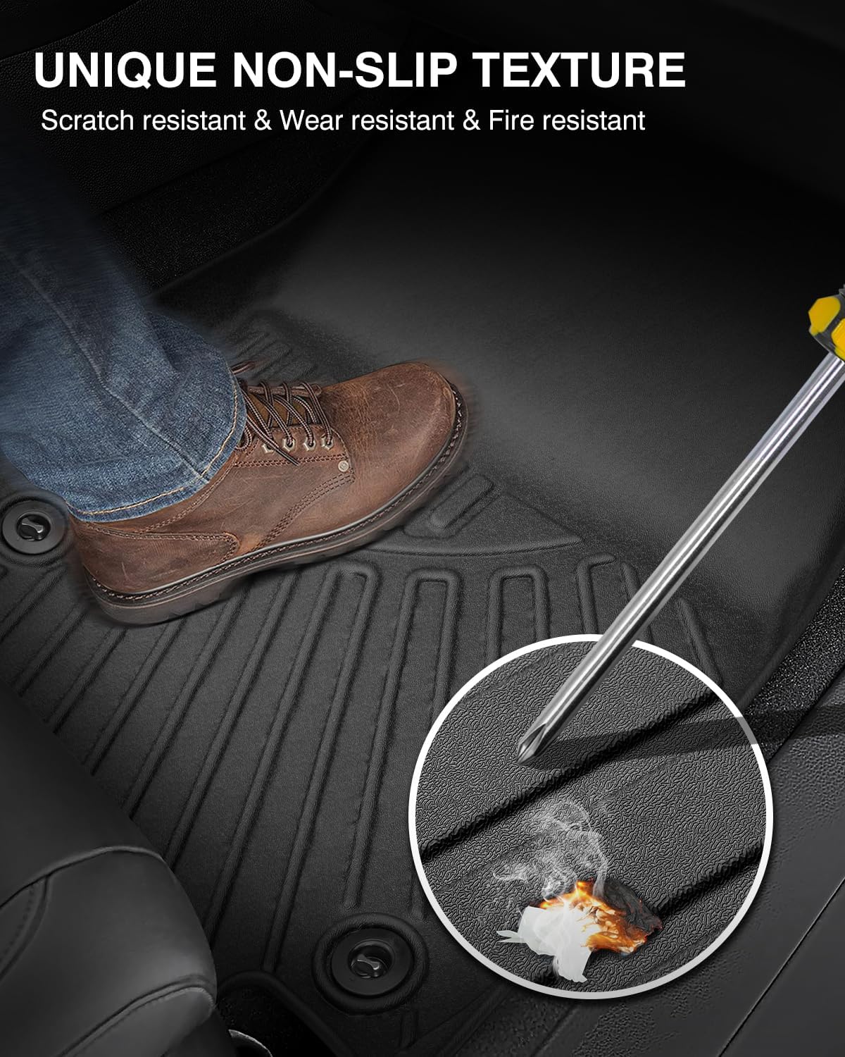 Powerty Floor Mats for 2023 2024 2025 Mercedes Benz GLC丨GLC 300丨GLC 350e丨4Matic Accessories All Weather Floor Liner 3D TPE 1st & 2nd Row Floor Mat Heavy-Duty Floor Liners