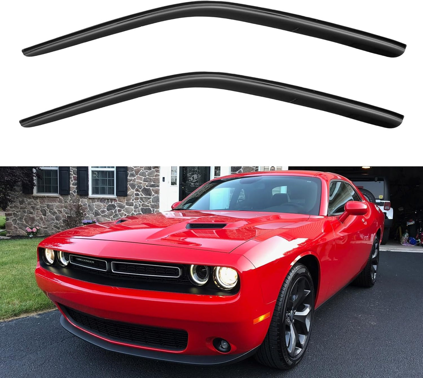 Window Visors Rain Guards for 2008-2023 Dodge Challenger, Out-Channel Window Vent Wind Deflectors Visors Shades for 08-23 Challenger