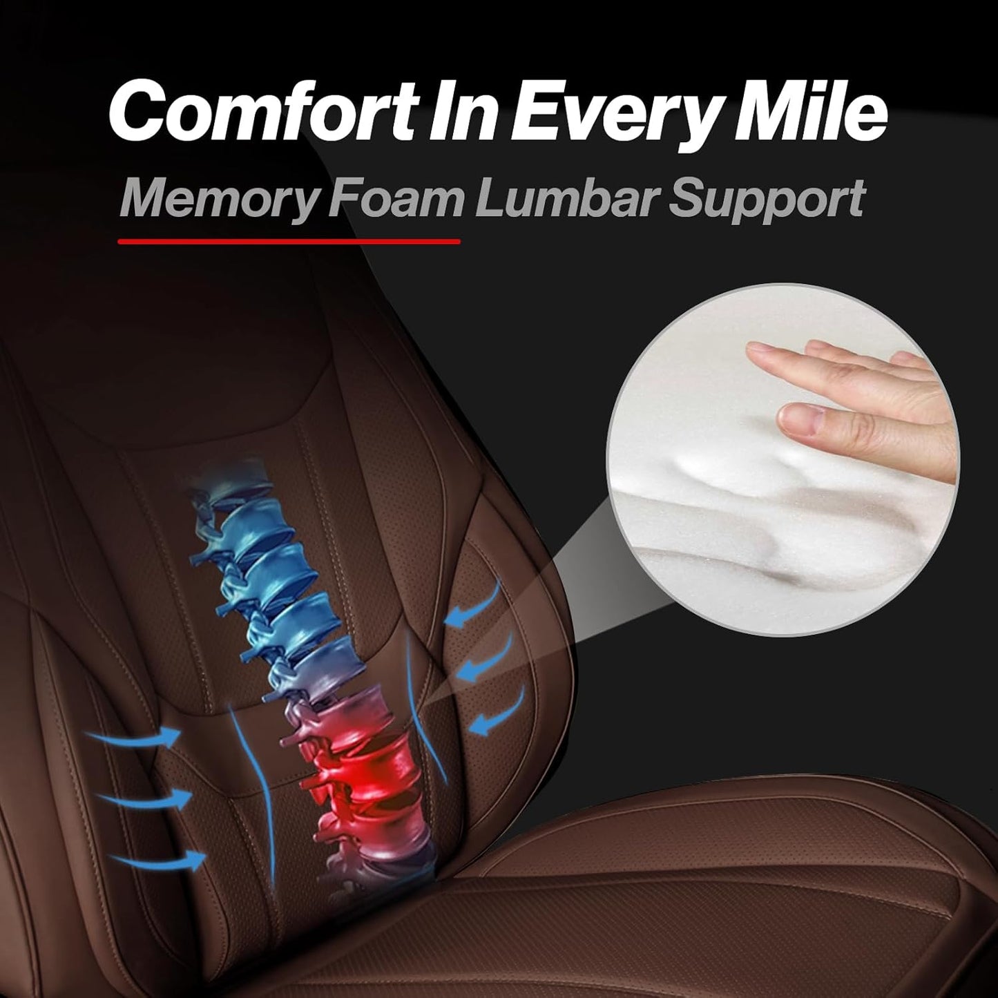 Coverland Custom Car Seat Covers Compatible with F150, Tundra, Ram 1500, Ram 2500 - Premium Leather Non-Slip Waterproof Cover Custom Interior Protector Full Set-Dark Brown [See Size Chart-Size X130]