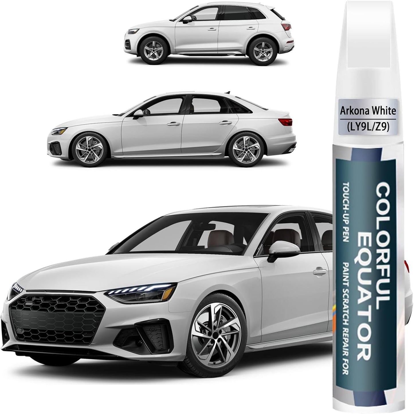 Arkona White(LY9L/Z9) Touch Up Paint Compatible with Audi, Car Paint Pen Scratch Repair Two-In-One Touch Up Paint, Premium Car Scratch Remover for Deep Scratches
