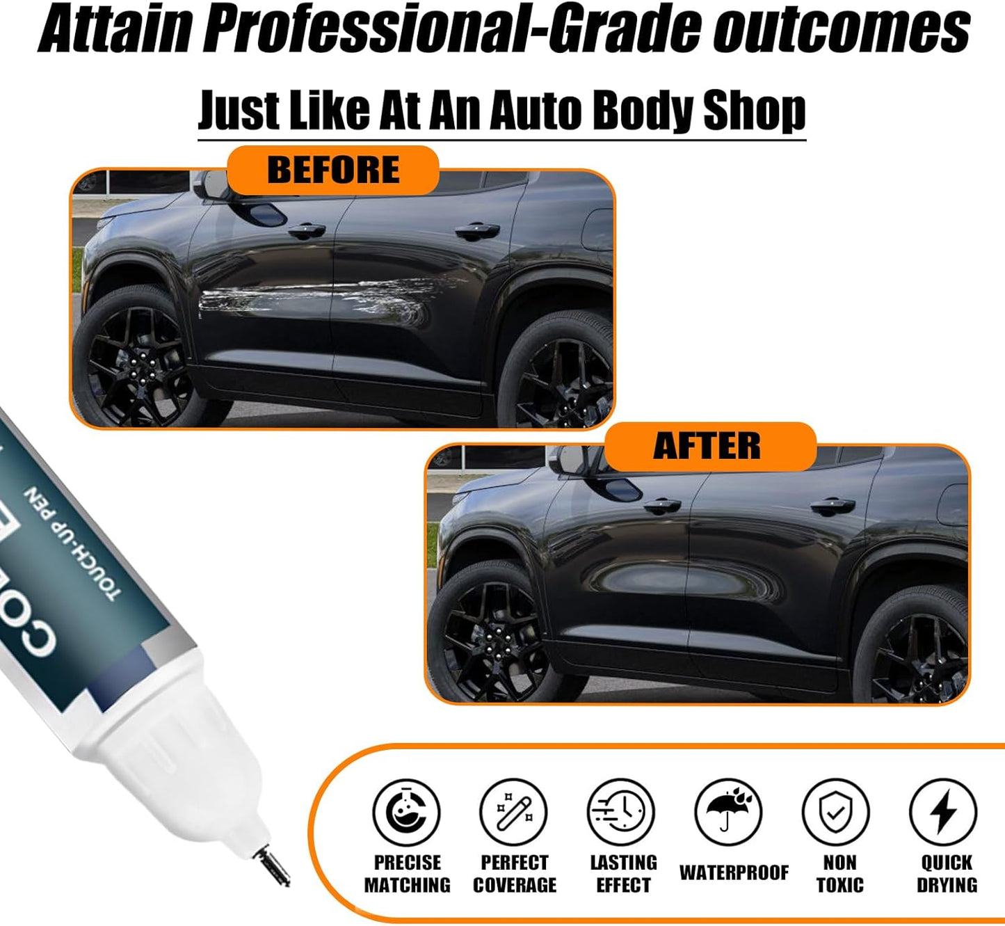Mosaic Black Metallic(GB8/WA384A) Touch Up Paint Compatible with Chevrolet, Car Paint Pen Scratch Repair Two-In-One Touch Up Paint, Premium Car Scratch Remover for Deep Scratches