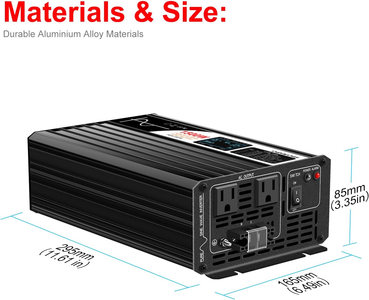 Xijia 1500W (Peak Power 3000W) Pure Sine Wave Inverter DC 72V to AC 120V 60HZ Solar Converter for Home Use car (DC72V (Range 60V-90V) 1500W)